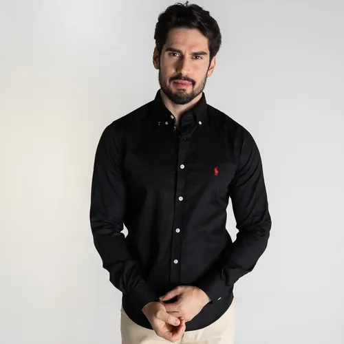Camisa Ralph Lauren Slim Masculina Manga Longa Preta na Meli por R$ 176,00