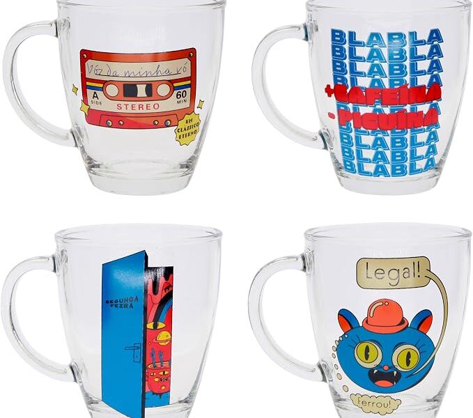 Caneca Sincera em vidro 330ml A10cm sortido