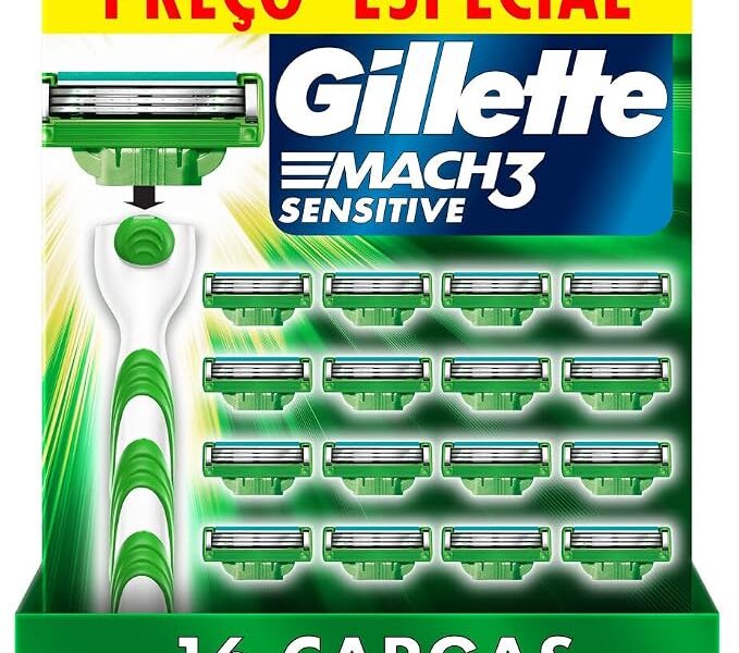 Carga para Aparelho de Barbear Gillette Mach3 Sensitive 16 unidades