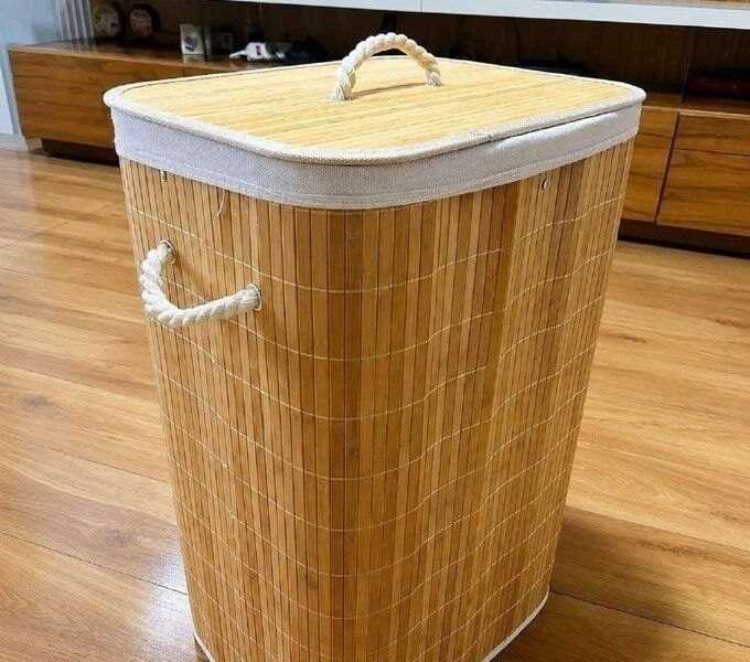 Cesto De Roupas De Bambu 70 Litros Yikasa