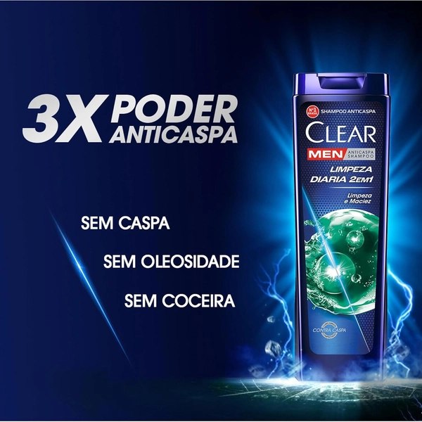Clear Men Limpeza Diaria 2 Em 1 – Shampoo Anticaspa 400Ml