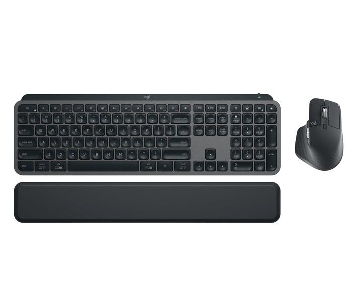 Combo Teclado e Mouse Sem Fio MX Keys S com Apoio para as Mãos, Conexão Bluetooth ou Receptor Logi Bolt, Iluminação Inteligente, Rolagem Rápida, Compatível com Windows, macOS, ChromeOS, Linux- Grafite