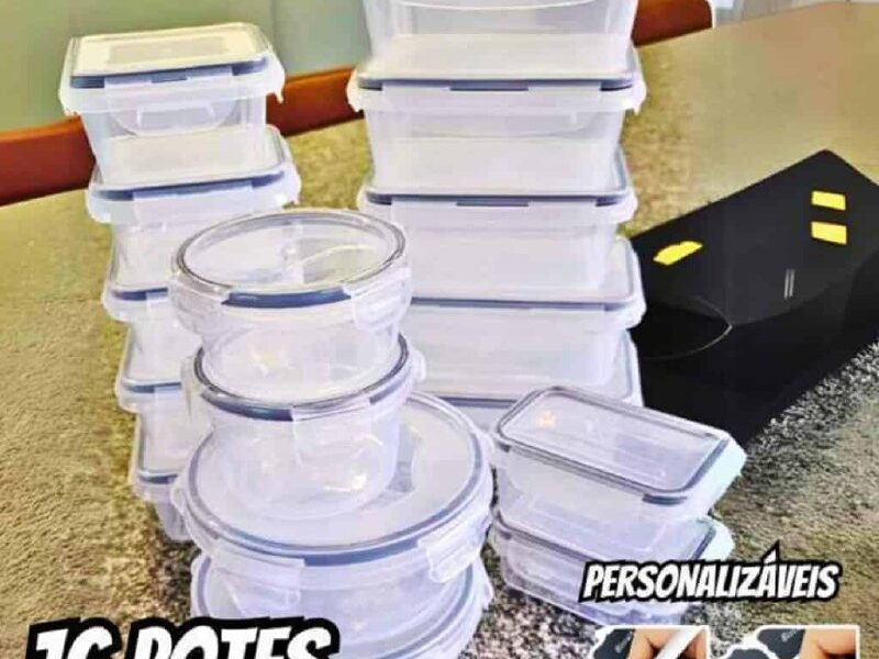 Conjunto 16 Potes Herméticos Croix Empilhavel Tampa E Trava Cor Transparente