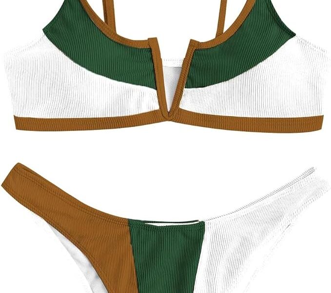 Conjunto de biquíni colorido elegante para dias de praia – ajuste confortável, design moderno, perfeito para férias de verão