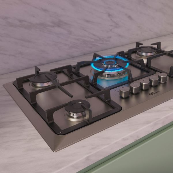 Cooktop Gás Fischer 5 Bocas Tripla Chama Infinity Mesa Inox Inox