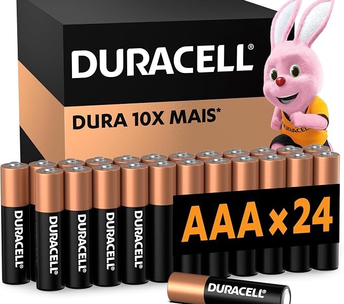 Duracell Pilhas Alcalinas AAA Palito Pack 24 Unidades – Dura Mais – Ideal para Controle de Videogame e Brinquedos