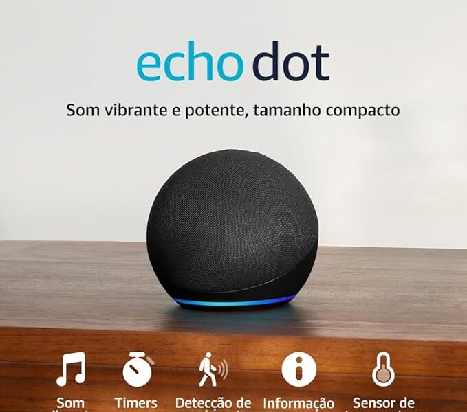 Echo Dot (Geração mais recente) | Smart speaker com Alexa, som vibrante e potente, Wi-Fi e Bluetooth | Cor Preta, com Acesso Antecipado à Alexa+