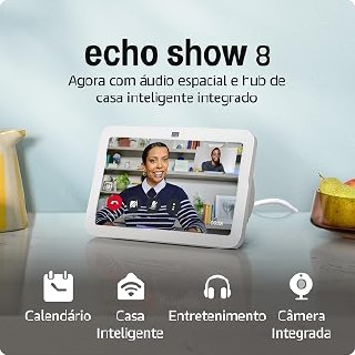 Echo Show 8 (3ª geração) | Smart display com áudio espacial, hub de casa inteligente e Alexa | Cor Branca, com Acesso Antecipado à Alexa+