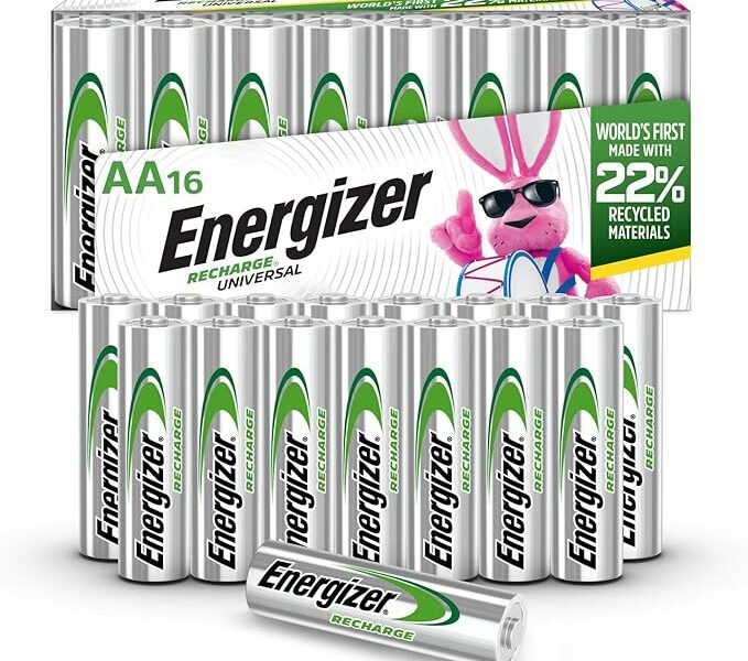 Energizer Recarregar pilhas AA recarregáveis universais (pacote com 16), baterias recarregáveis A duplas