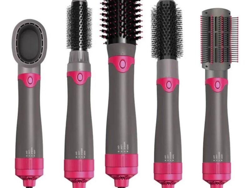 Escova Secadora De Cabelo 5 Peças Feminina Cinza-escuro 220v