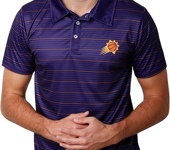FOCO Camisa polo masculina de poliéster de manga curta com logotipo da equipe NBA