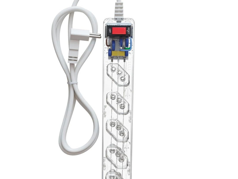 Filtro de Linha CLAMPER iCLAMPER Energia 5, 5 Tomadas, Proteção Contra Surtos Elétricos, 10A, Bivolt, Cabo 1m, Transparente