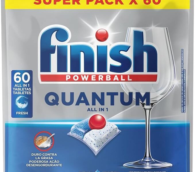 Finish Powerball Quantum, Detergente para Lava Louças em Tabletes, 60 Tabletes