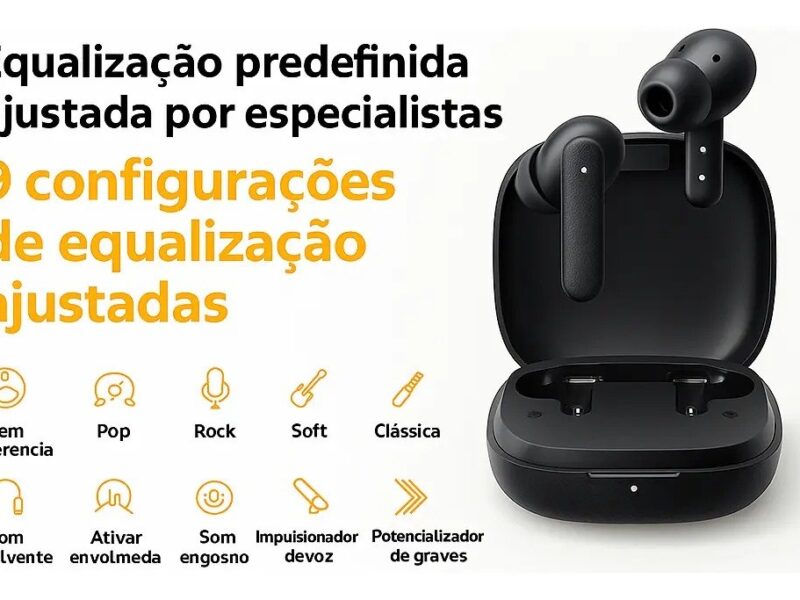Fone Qcy Buds T43 Bluetooth 5.3 Enc IPX4 Cor Preto