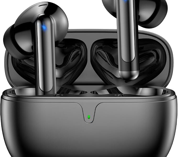 Fones de Ouvido Bluetooth 5.3 Fones de Ouvido Sem Fio 42 Horas de Reprodução Fones de Ouvido Esportivos com IPX5 à Prova d’Água Fones de Ouvido de Graves Profundos para iOS Android, Preto