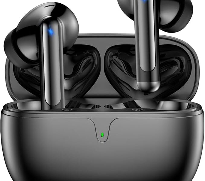 Fones de Ouvido Bluetooth 5.3 Fones de Ouvido Sem Fio 42 Horas de Reprodução Fones de Ouvido Esportivos com IPX5 à Prova d’Água Fones de Ouvido de Graves Profundos para iOS Android, Preto