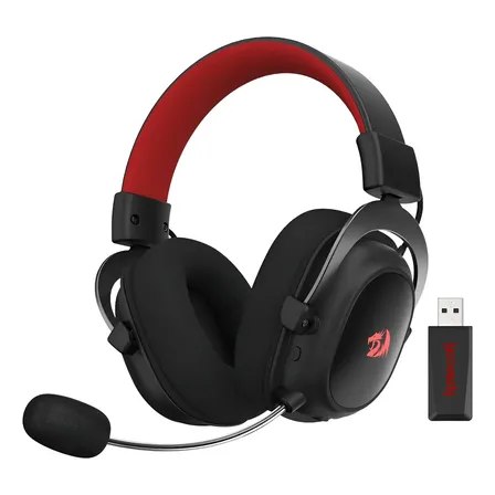 Fones de ouvido para jogos sem fio Redragon H510-PRO H510-PRO pretos com luz LED