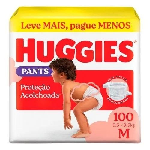Fralda Huggies Pants Roupinha Proteção Acolchoada M 100 Unidades
