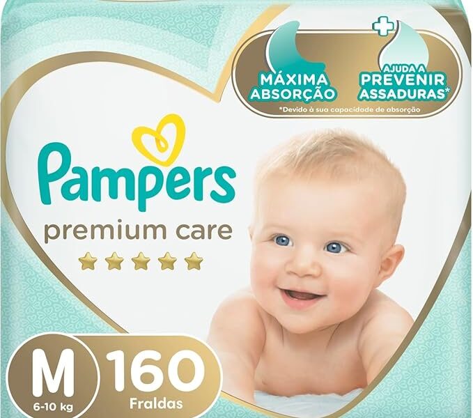Fralda Pampers Premium Care M – 160 fraldas