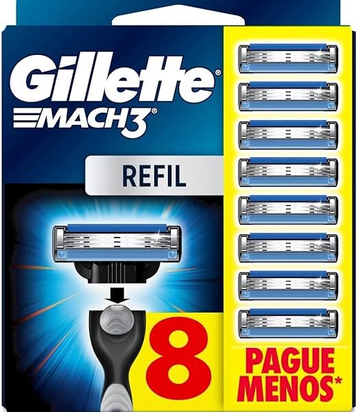 Gillette Mach3, Carga para Aparelho de Barbear com 3 Lâminas 8 Unidades