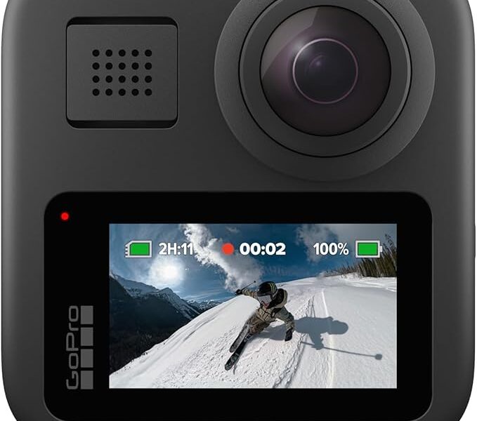 GoPro Max 360 – Câmera de Ação à Prova d’água, Vídeo 360 5.6K, Reenquadramento 4K, Foto 360, GPS, Live 1080p, Max HyperSmooth, TimeWarp, Trava de horizonte, Capturas com bastão invisível