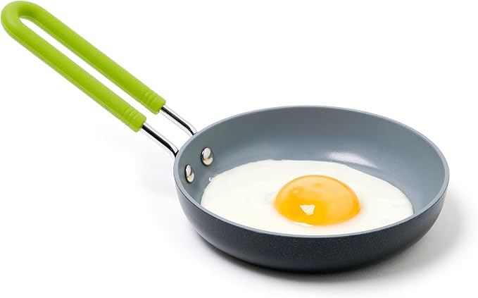 GreenPan Mini forma de cerâmica antiaderente saudável, forma de ovo redonda, 12,7 cm, cinza