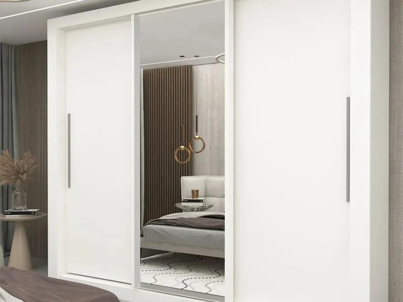 Guarda-roupa Casal Branco 3 Portas Corrediça Espelhada Milão MDF Yescasa