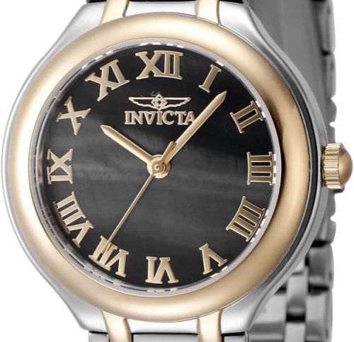 INVICTA Mostrador de aço inoxidável Wildflower Lady 32 mm ouro rosa ouro rosa PC21J quartzo