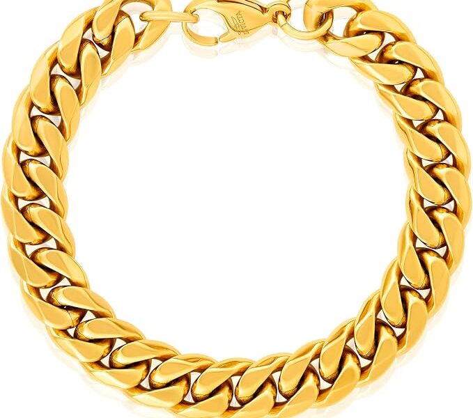 Invicta Jewelry Pulseira masculina de aço polido (12 mm) – 22 cm