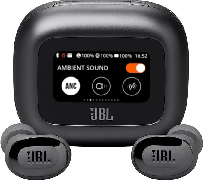 JBL, Fone de Ouvido Bluetooth, Live Buds 3, Intra Auricular, Sem Fio, Com Tela de 1.45″, Cancelamento de Ruído, Resistente À Água e Poeira – Preto