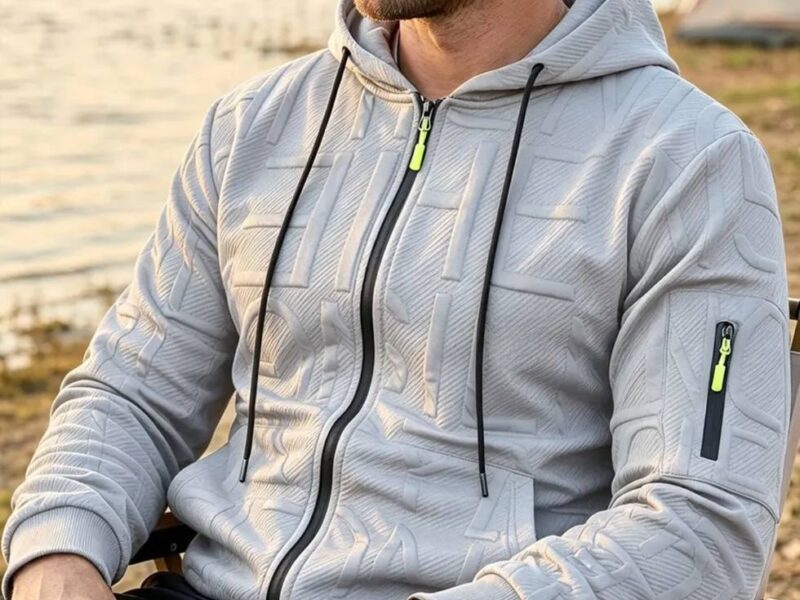 Jaqueta Masculina Acolchoada Com Capuz Zíper E Bolsos