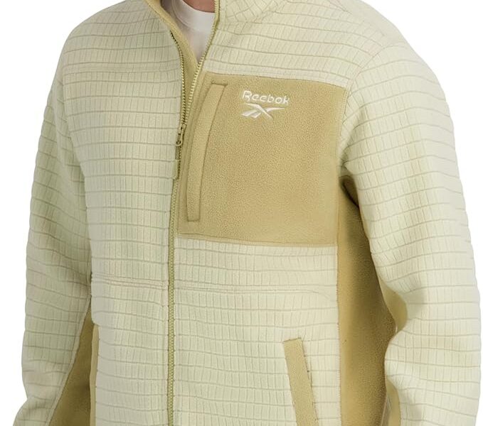 Jaqueta Mock Neck Zip-up Grid Polar Fleece Shell Jacket Reebokmasculino