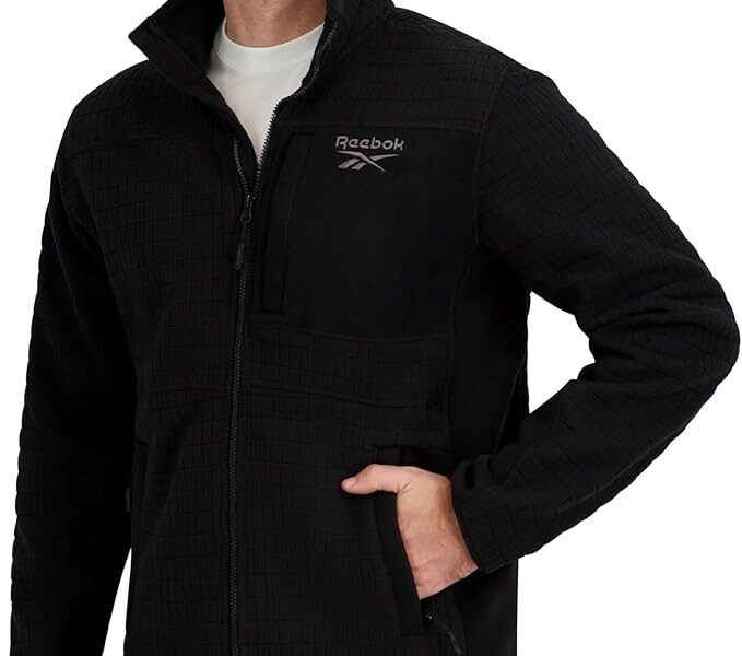 Jaqueta Mock Neck Zip-up Grid Polar Fleece Shell Jacket Reebokmasculino