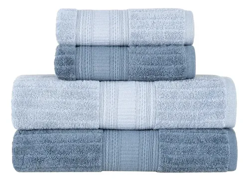 Jogo De Toalhas Buddemeyer Atena Fio Penteado Banho Azul/azul Claro 4 Peças na Meli por R$ 142,00