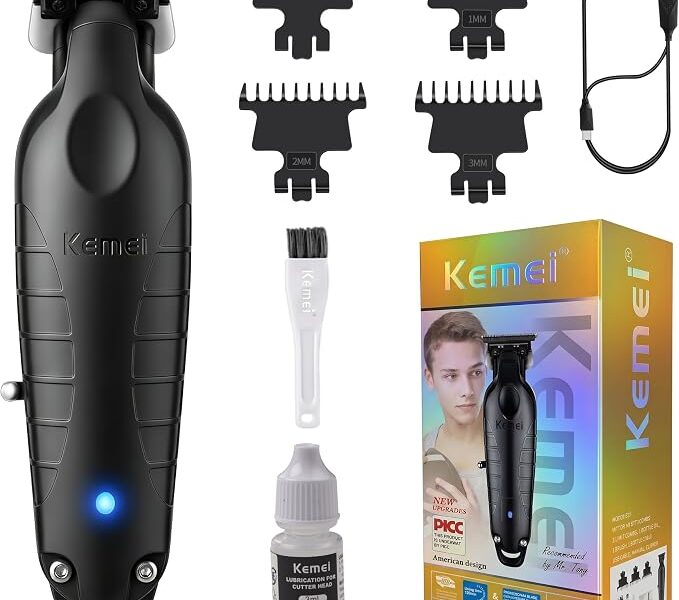 KEMEI Aparador de cabelo/barba profissional 2299 para barbeiro com l�mina T, recarreg�vel sem fio