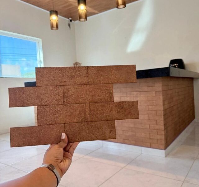 Kit 10 Placas Revestimento De Parede Tijolinho Em Mdf 45×22