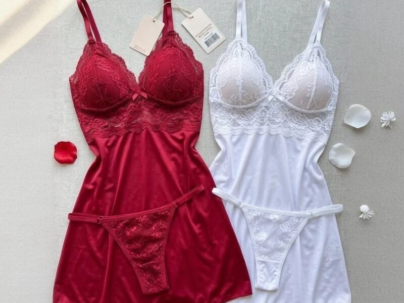 Kit 2 Camisola Sexy Sem Bojo Com Calcinha Renda Pijama Baby