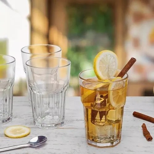 Kit 6 Copos de Vidro Cedar Glass 360ml Cozinha Água Suco Transparente