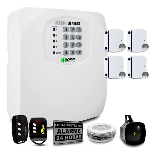 Kit Alarme Residencial E Com. Ecp 4 Sensores + Discadora
