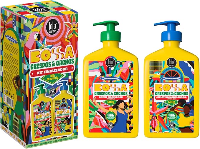 Kit Bossa Cabelos Crespos e Cacheados (Modelador Creme 500 g + Gelatina Modeladora 500 g) – Lola From Rio