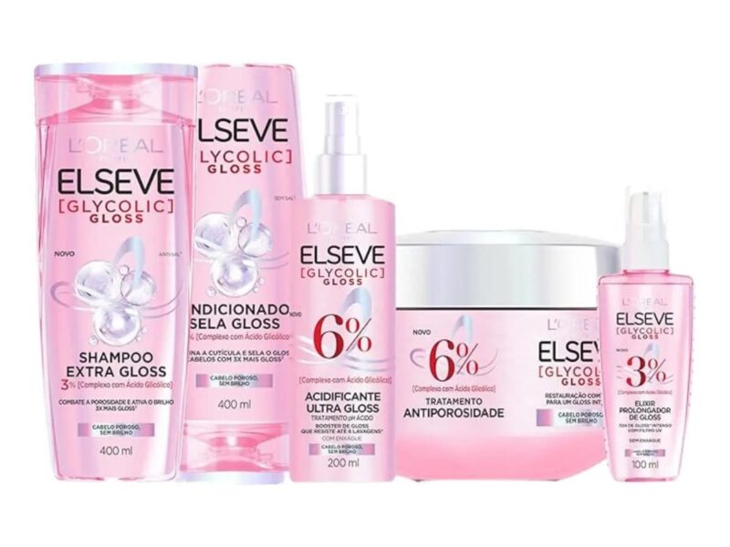 Kit Capilar Anti-Porosidade Glycolic Gloss Elseve L&quotOréal Paris, 5 Passos