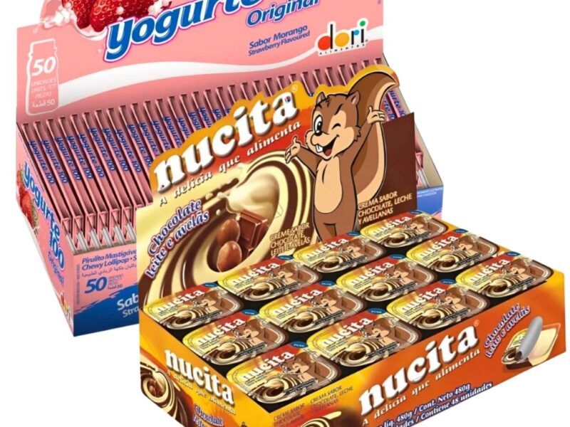 Kit Nucita Bicolor C/48 Unidades + Pirulito Mastigável Yogurte 100 C/50 Unidades
