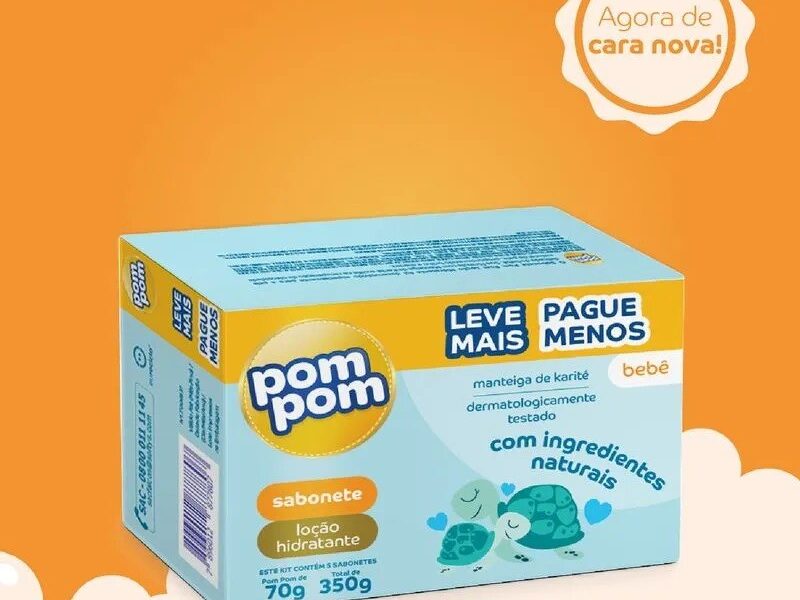 Kit Sabonetes em Barra Infantil Pom Pom Hidratante 70g 5 Unidades
