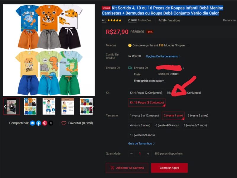 Kit Sortido 4, 10 ou 16 Peças de Roupas Infantil Bebê Menino Camisetas + Bermudas ou Roupa Bebê Conjunto Verão dia Calor