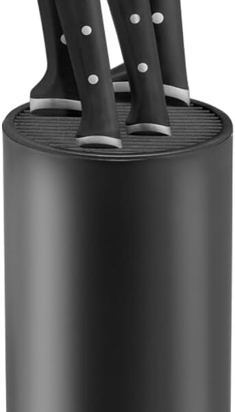 Kit de Facas Tefal Ice Force com 4 Peças + Cepo Preto com Aço Inox Resfriado Alemão, Corte Preciso e Design Sofisticado