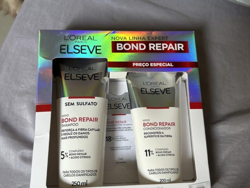 L’Oréal Paris Elseve Bond Repair Kit Reparação Molecular com Ácido Cítrico para Cabelos Danificados, Reconstrói Ligações e Devolve Força (Shampoo + Condicionador + Sachê Pré-Shampoo)
