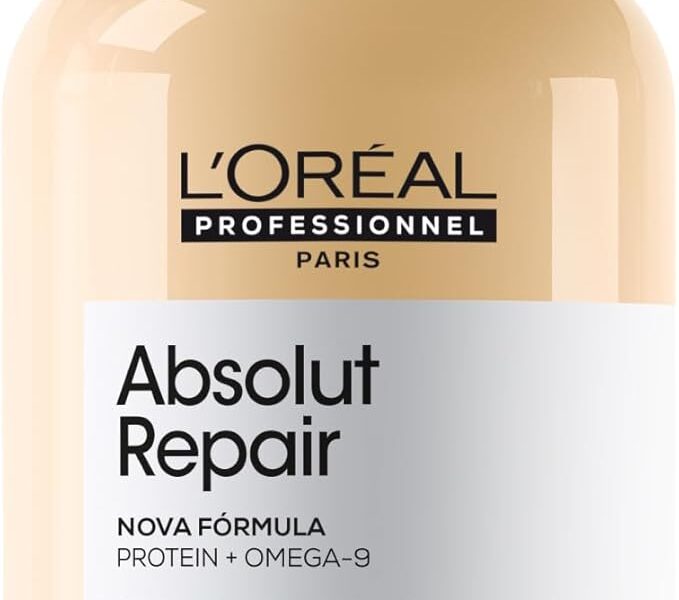 L’Oréal Professionnel Serie Expert Absolut Repair, Shampoo Reestruturante para Cabelos Danificados com Gold Quinoa e Proteína, Reparação e Brilho Intenso, 300ml na Link por R$ 77,80