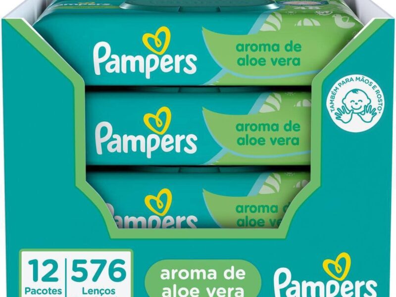 Lenços Umedecidos Pampers Aroma de Aloe Vera, 576 Unidades