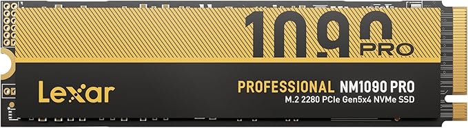 Lexar SSD 2TB NM1090 PRO PCIe Gen5 NVMe M.2 2280 SSD interno, até 14.000/13.000 MB/s de leitura/gravação, design de controle térmico avançado, habilitado para armazenamento direto, para jogadores e