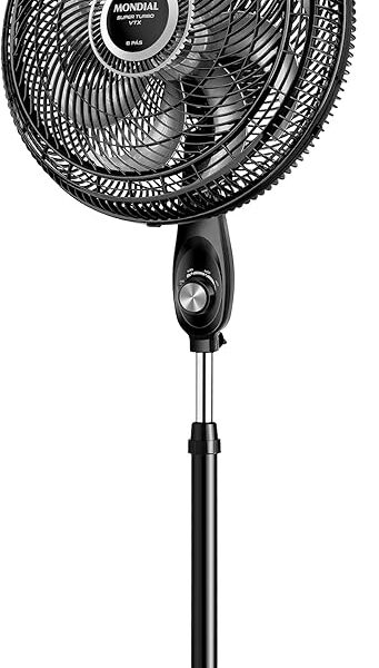 MONDIAL Ventilador Coluna, Turbo 8 Pás – 40cm, 110V, Preto/Prata, 140W – VTX-40C-8P